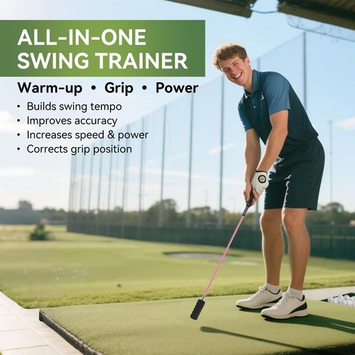 Golf Swing Trainer- Golf Grip and Tempo Trainer, Warm up Click Stick Golf Training Aid, Golf Speed Trainer, Rhythm Correction for Tempo & Wrist Angle, Portable Training Aid for Beginners to Pros