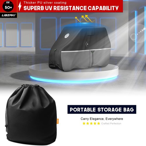 LI LIBZAKI 2+2/4 Passenger Golf Cart Cover Fits EZGO, Club Car, Yamaha, 420D Waterproof Windproof Sunproof Outdoor All-Weather Full Cover -Black/Gray-L