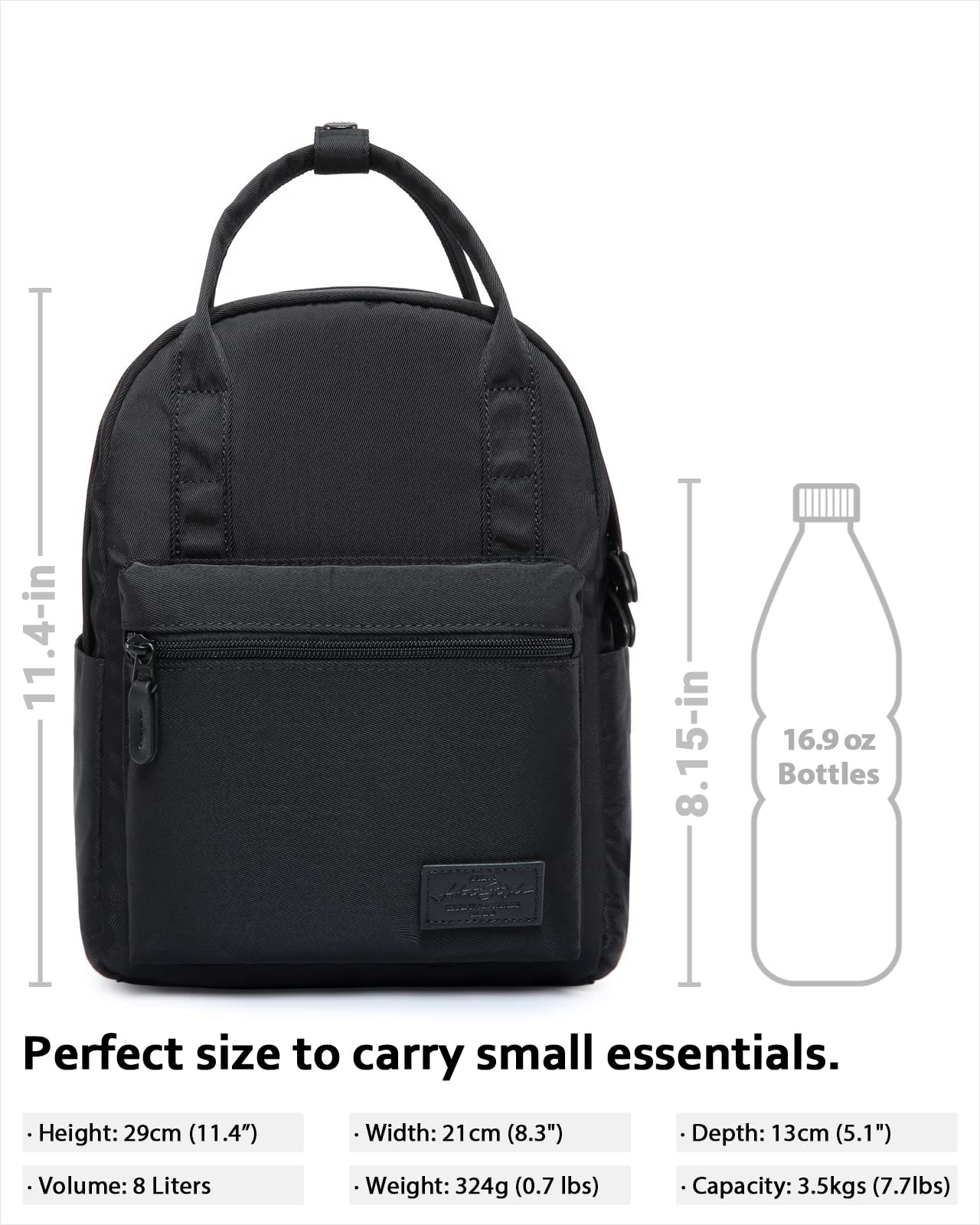 HotStyle 8811s+ Fashion Mini Backpack for Women & Girls, Cute for Everyday, Black