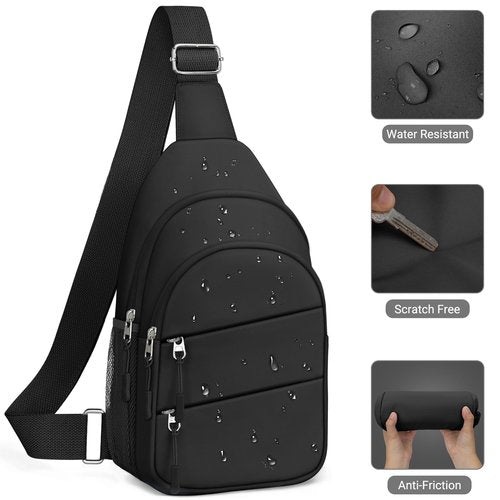 Tuwubi Crossbody Bags for Women, Sling Bag for Men, Small Hiking Backpack Anti Theft Lightweight for Outdoors Travel (L, Black)