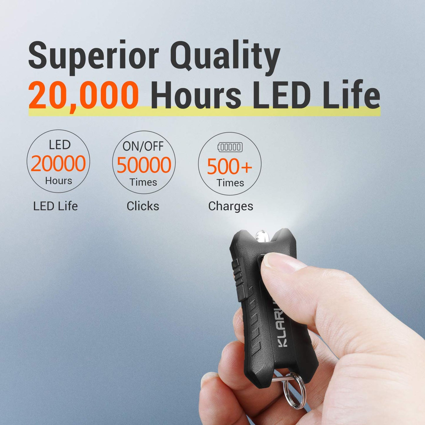 klarus Mi2 Mini LED Keychain Flashlights, Super Lightweight & Small Rechargeable 40 Lumens EDC Flash Light with Built-in Battery and USB Cable(Black)