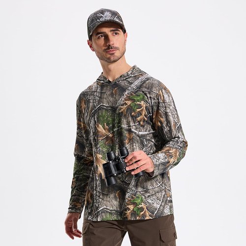 LOOGU Men’s Camo Hunting Shirt - Lightweight Long Sleeve Camouflage Shirt for Fishing & Hiking