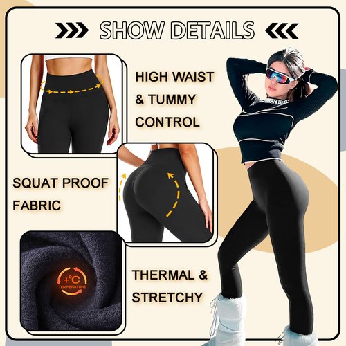 FULLSOFT Fleece Lined Leggings Women High Waisted Tummy Control Workout Winter Thermal Warm Soft Yoga Pants(Black,2X-Large-3X-Large)