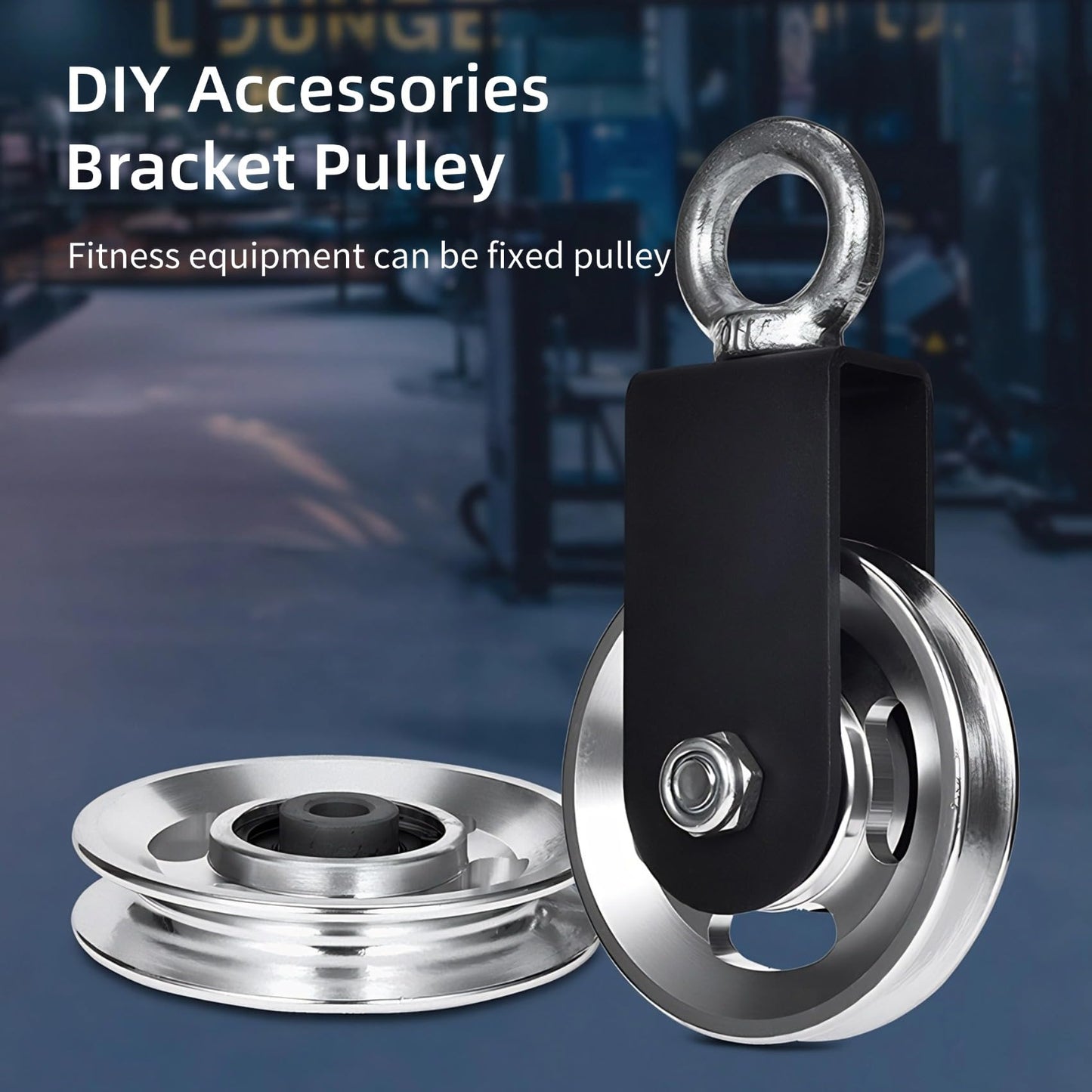 Ezweiji Aluminum Pulley Wheel, 88-90mm Universal Aluminum Alloy Bearing Pulley Wheel for Cable Machine Gym Equipment Part Garage Door
