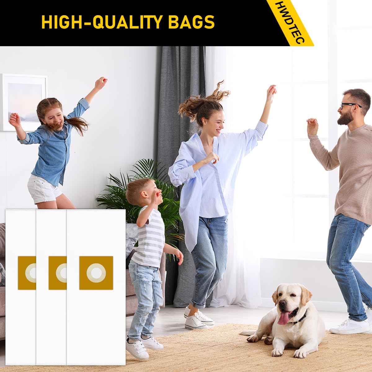 HWDTEC 6 Pack Type Y HEPA Vacuum Bags for Hoover Style Y, Z, YZ WindTunnel Upright Vacuum Cleaners, Replacement Part 4010100Y, AH10040, 902481001, 4010801Y, AH10165