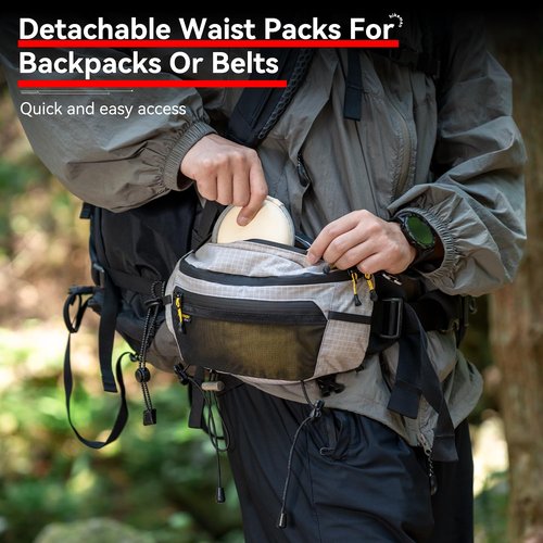 HIKEMAN Strap Pack Pouches for Backpack, Lightweight Phone Pocket, Large Capacity and Waterproof Fanny Pack Multi-functional Outdoor Bag for Hiking, Running, Travel, Cycling (Black)