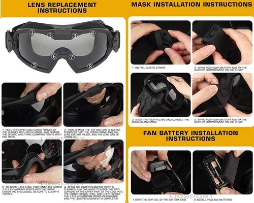 Tactical Airsoft PJ Helmet and Full Face Protection Airgun Mask,with Detachable Anti-Fog Goggles for BB Gun Paintball CS Game