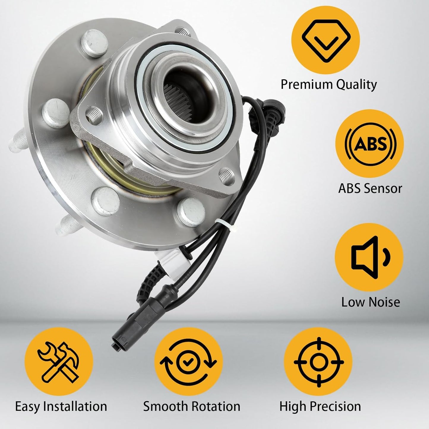 WEIZE 4WD Front Wheel Bearing & Hub Assembly - Fits Chevy GMC Silverado, Tahoe, Cadillac Escalade, 2pc