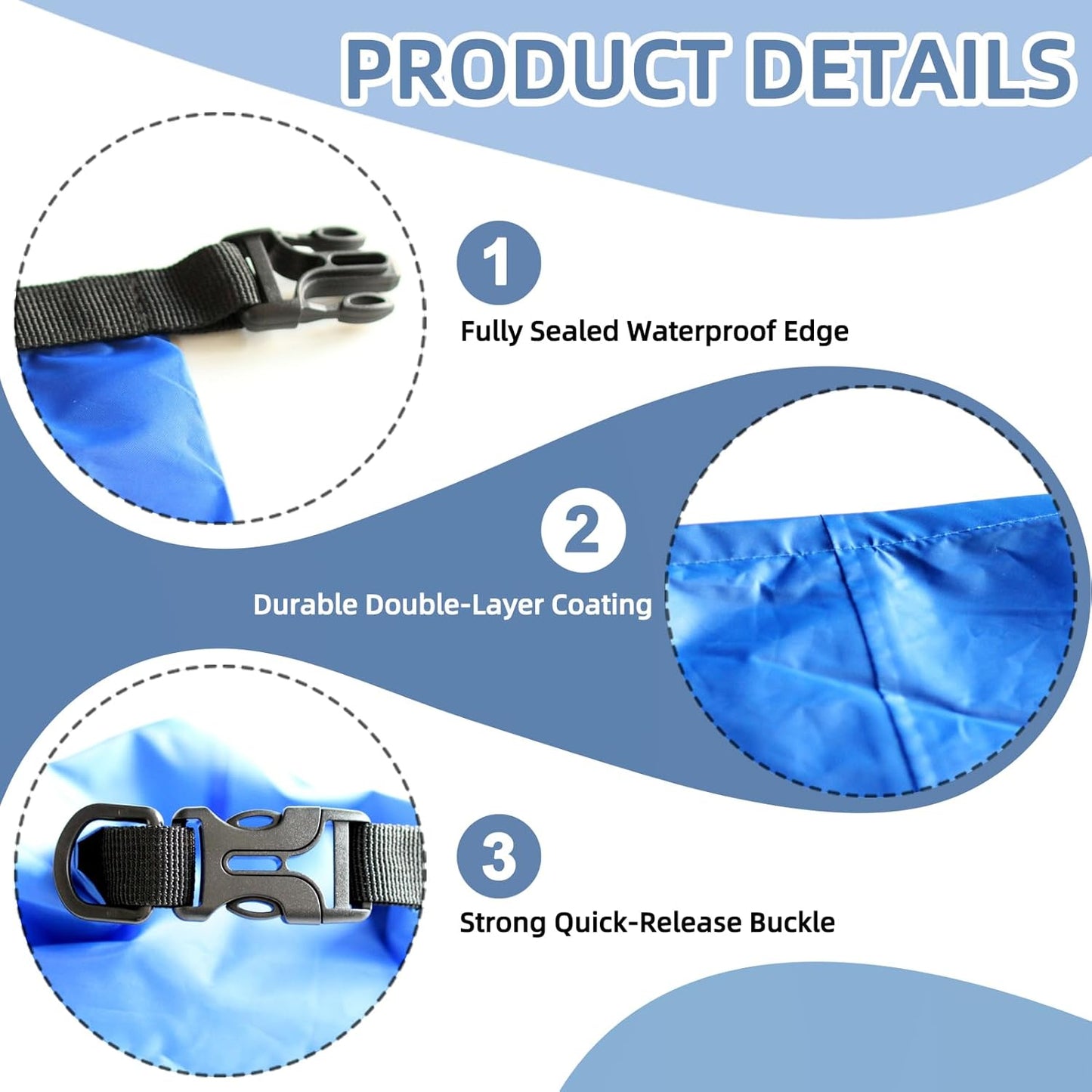 Skiennix 6PCS Waterproof Dry Bags - Lightweight Outdoor Storage for Kayaking, Hiking, Camping