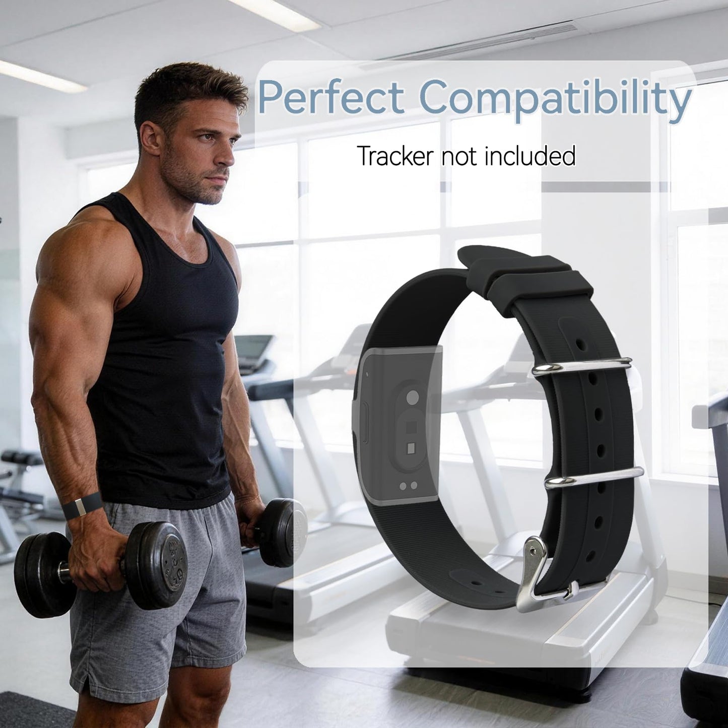 VANEST Replacement Silicone Band Compatible with Hume Band, Soft Adjustable Wristband Strap for Daily Wear, Waterproof, Health and Fitness Wearable Tracker Accessories (Black)