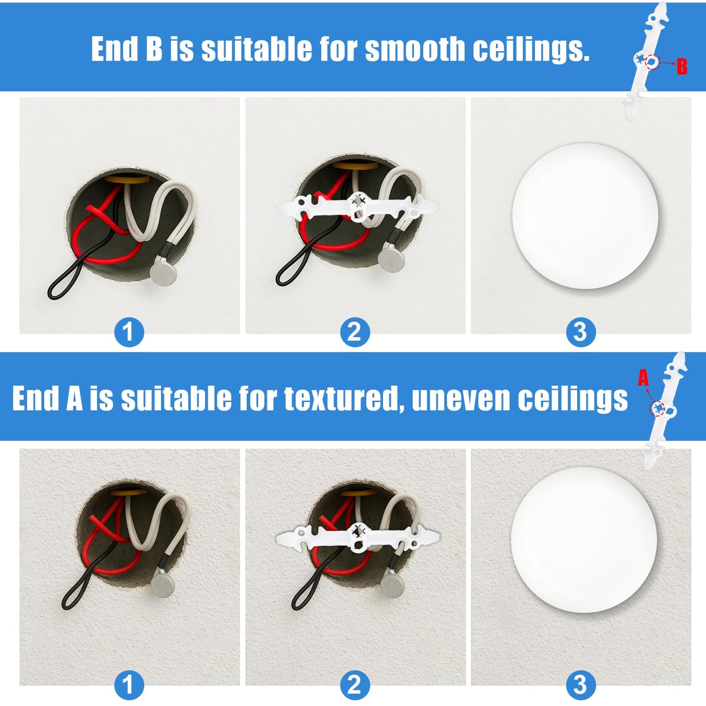 2pcs CP3540 Ceiling Cover Plate, Plastic Round Electrical Box Cover for 3-1/2" to 4" Holes Wall Smog Detector Light Fan Fixture Hole Concealer (White)