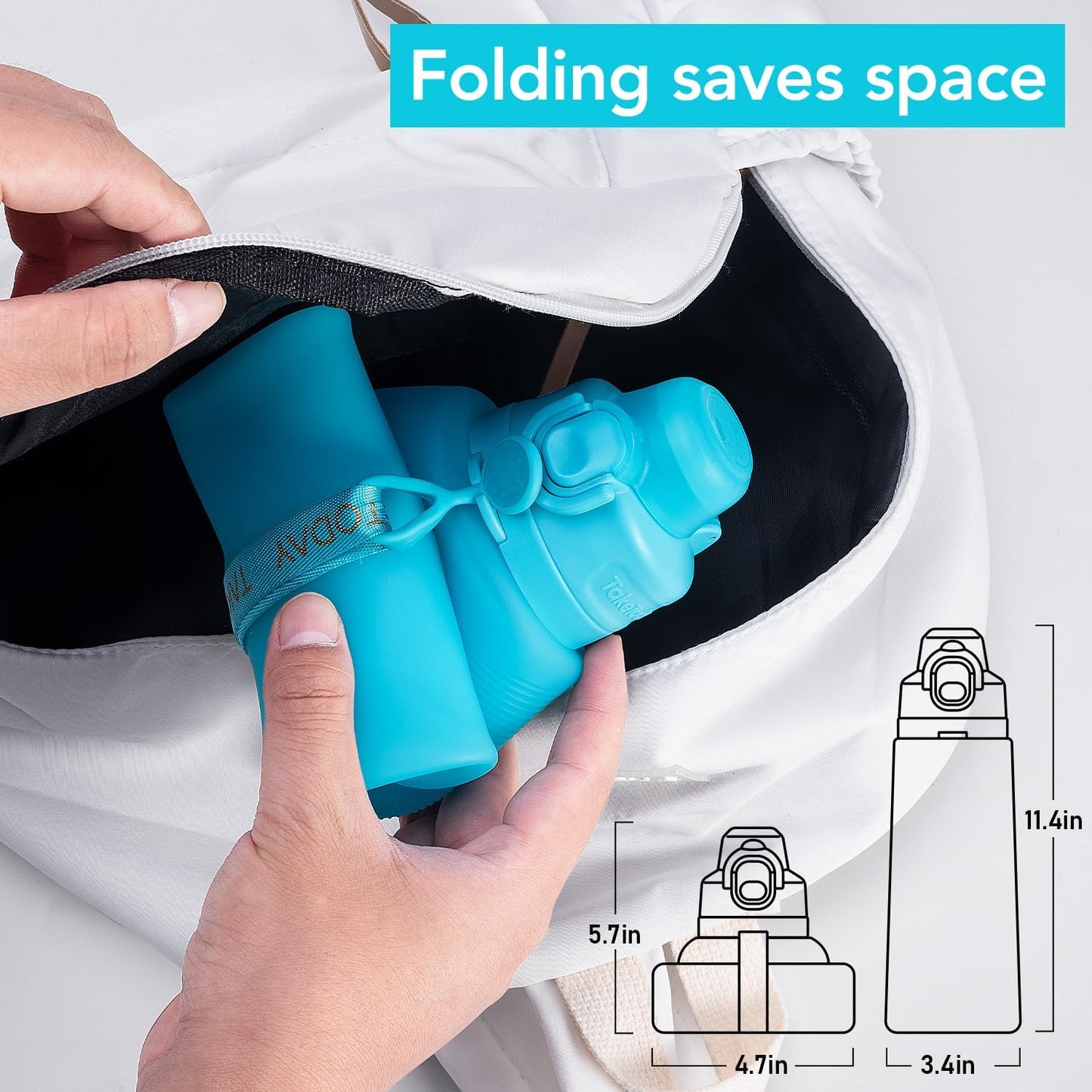 TakeToday Collapsible Water Bottle - 32oz Foldable & Leakproof Silicone for Travel & Hiking