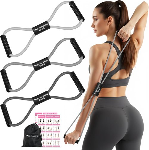 Figure 8 Resistance Bands by Skiennix - Versatile Exercise Bands with Handles for Arm & Shoulder Stretch