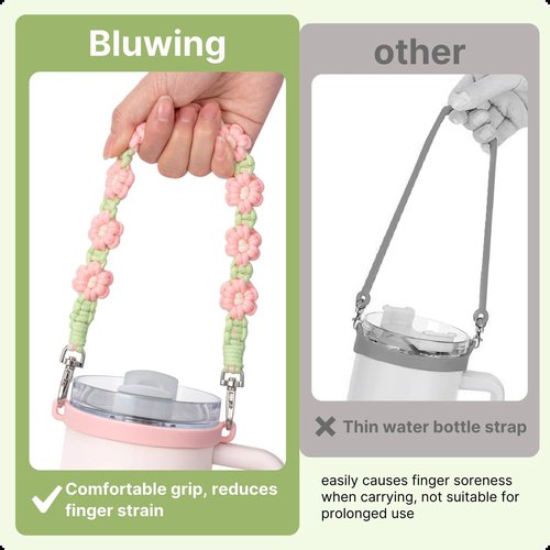 Bluwing Water Bottle Handle Strap for Stanley Cup, Owala, Handle Strap for Hydro Flask and Most 12-40oz Water Bottles(Daisy Colorful 11)