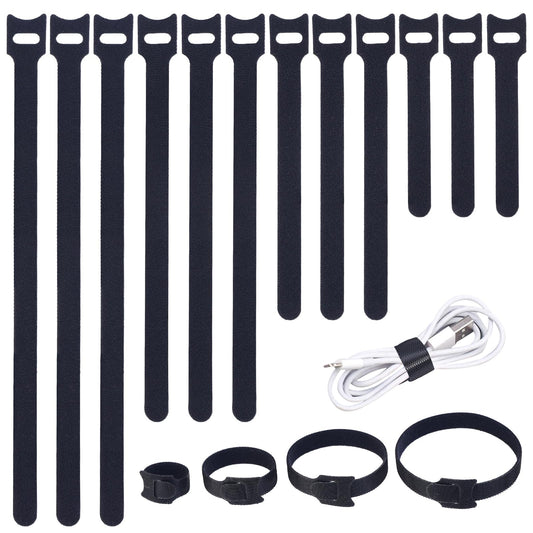 MVYC 200PCS Reusable Cable Ties Wire Ties Cord Organizer Cable Organizer Adjustable Cable Management Black 4+6+8+10 inch