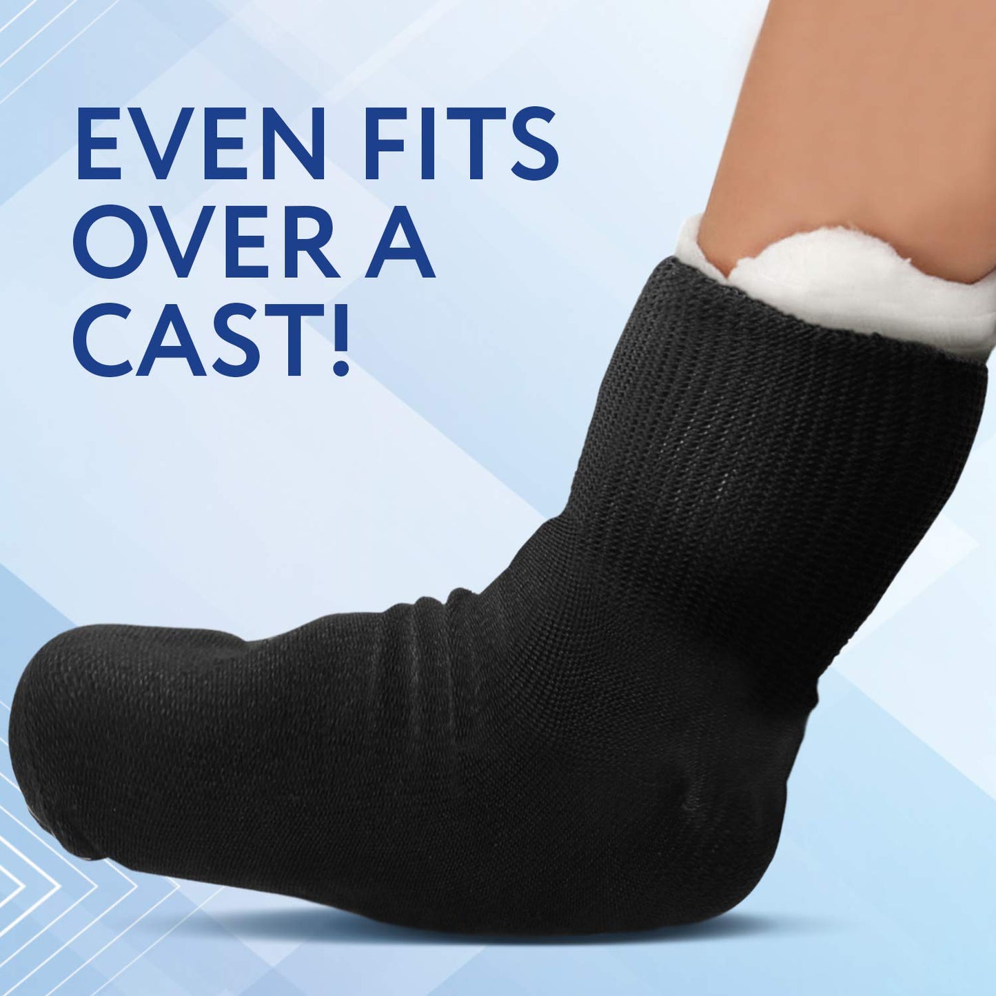 IMPRESA Extra Wide Socks for Men and Women - 2 Pairs Black Ankle Cast Socks - Stretches to 30" - Easy on Casts & Braces - Loose-Fitting Relief for Swollen Feet & Lymphedema