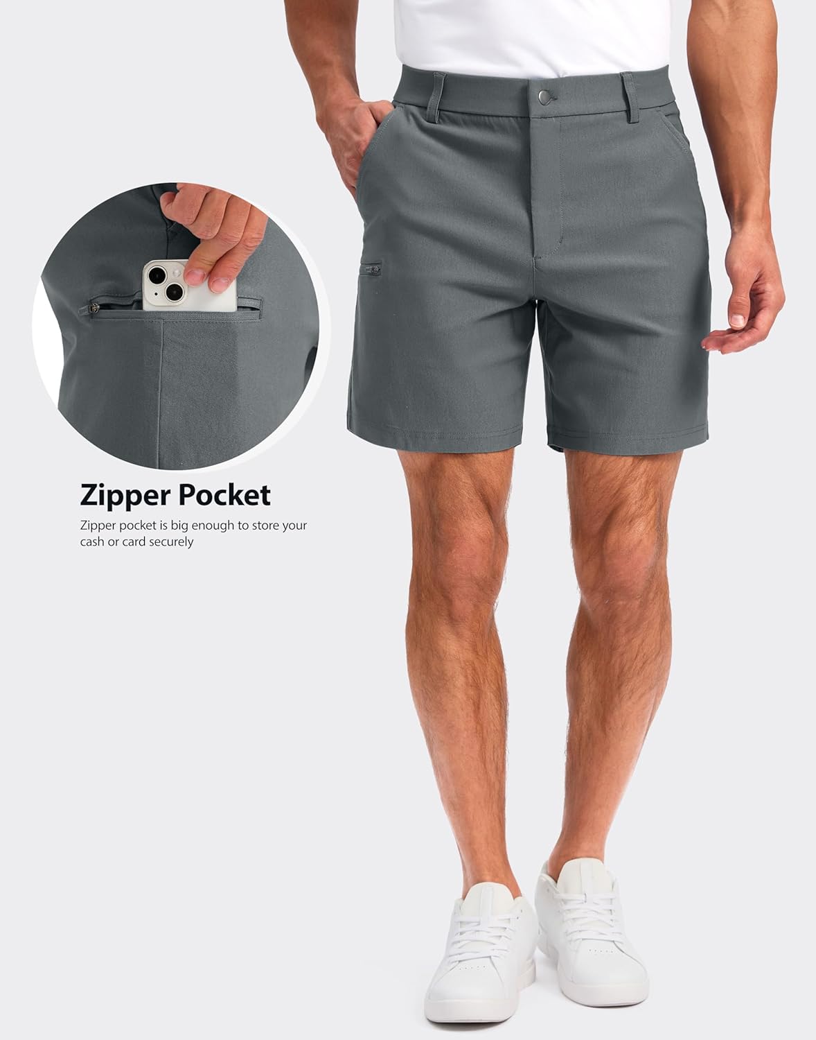 Pudolla Men's Golf Shorts - Quick-Dry Stretch Fabric with 4 Pockets | 7/9 Inch Casual Dress Shorts