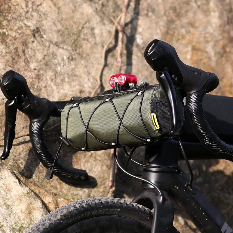 Rhinowalk Bike Handlebar Bag, Bicycle Front Bag Frame Storage Roll Bag Mountain Road Bikes Commuter Shoulder Bag Professional Cycling Accessories-Green