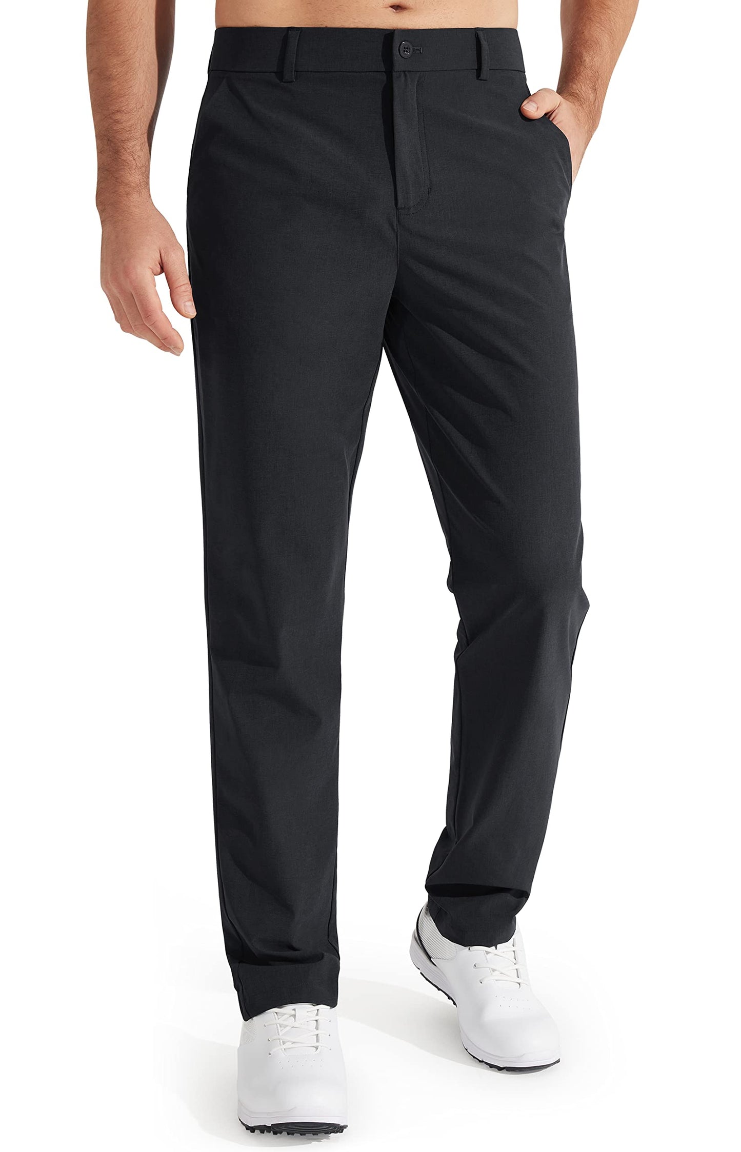 Libin Mens Golf Pants Stretch Work Dress Pants 30" Quick Dry Lightweight Business Casual Pant for Men Comfy Water Resistant, Black, 28W x 30L