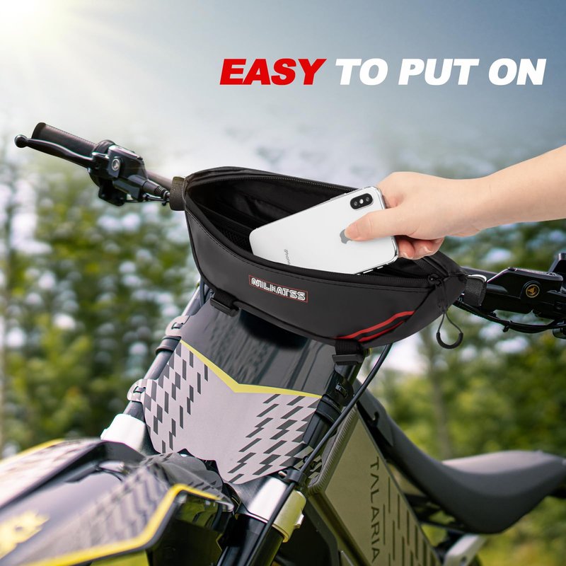 Nilkatss Dirt Bike Handlebar Bag - Waterproof & Durable Motorbike Tool Bags, Fits Light Bee Sur Ron S/X/ X160/ X260 Segway Talaria Sting, Secure Storage for Keys, Wallet & Phone