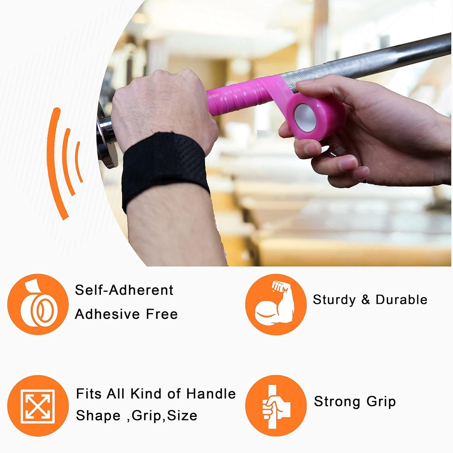 Skiennix Grip Tape - 10FT Self-Fusing Silicone Wrap for Gym Equipment & Bike Handles - Pink