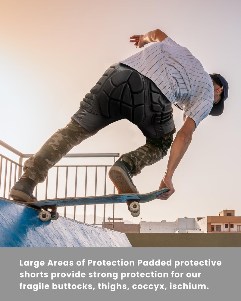 OutdoorMaster Padded Shorts for Snowboarding, Skate and Skiing - 3D Protection EVA Pad Impact Shorts for Hip Butt and Tailbone, Snowboard Protective Gear Guard - 3 Size for Men, Women and Youth