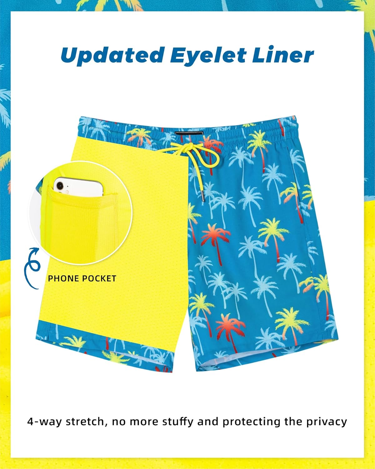 Surf Cuz Men's Swim Trunks - Quick-Dry 7-Inch Swim Shorts with Compression Liner