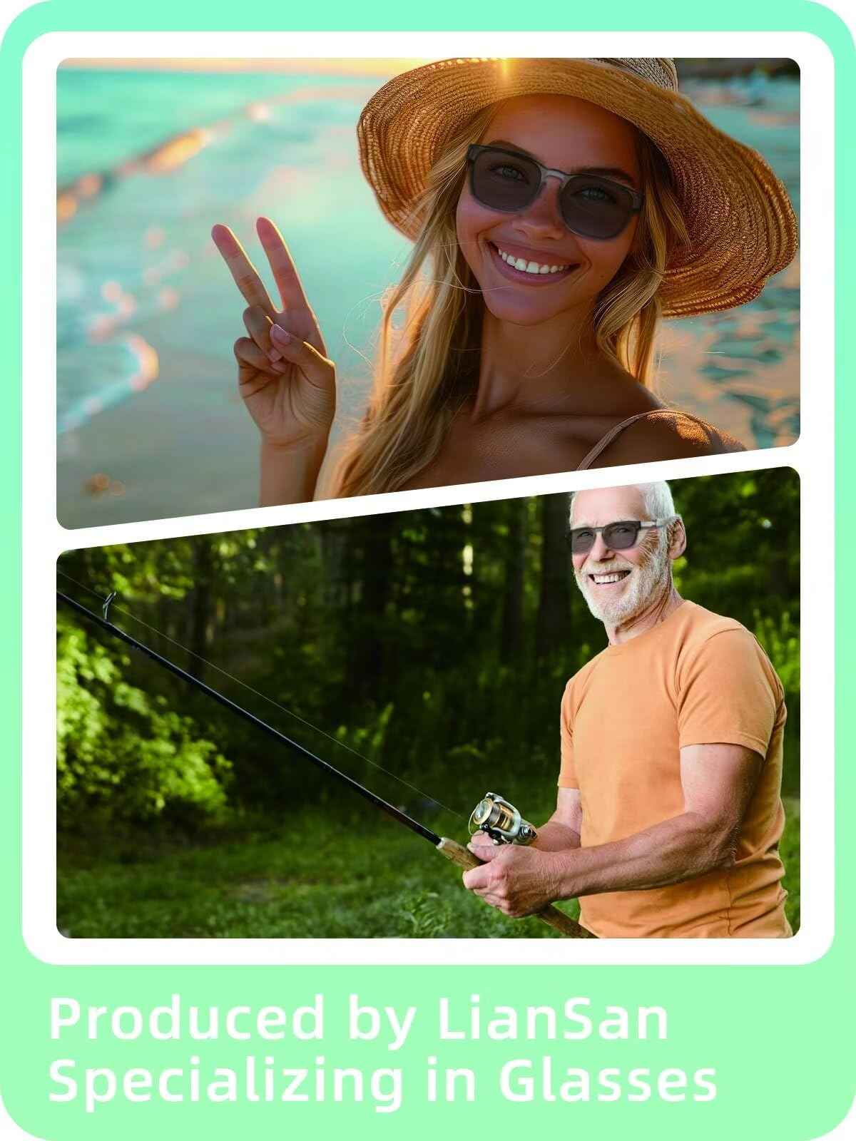 LianSan Photochromic Safety Glasses Over Eyeglasses for Men&Women - Fit Over Glasses with UV400&Scratch Resistant Lenses ANSI Z87(Grey,Light Grey Lens)