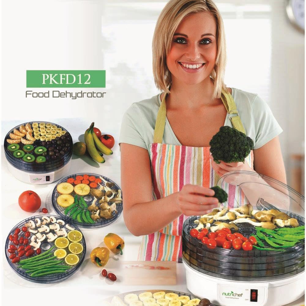 NutriChef Electric Food Dehydrator - Multi-Tier High-Heat Circulation for Fruits, Vegetables & Jerky | 5 Stackable Trays