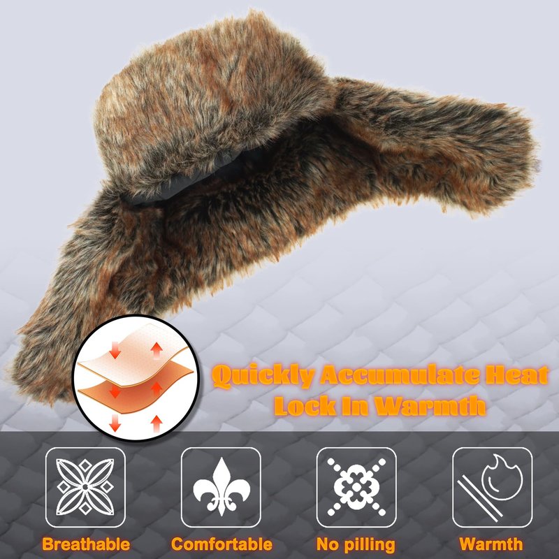 NORTH CLIFF Unisex Winter Trapper Hat Cold Proof Keep Warm Hat with Ear Flaps for Hunting Skiing Trooper Winter Outdoor Activities (Candy Series-Brown, L, 23IN)