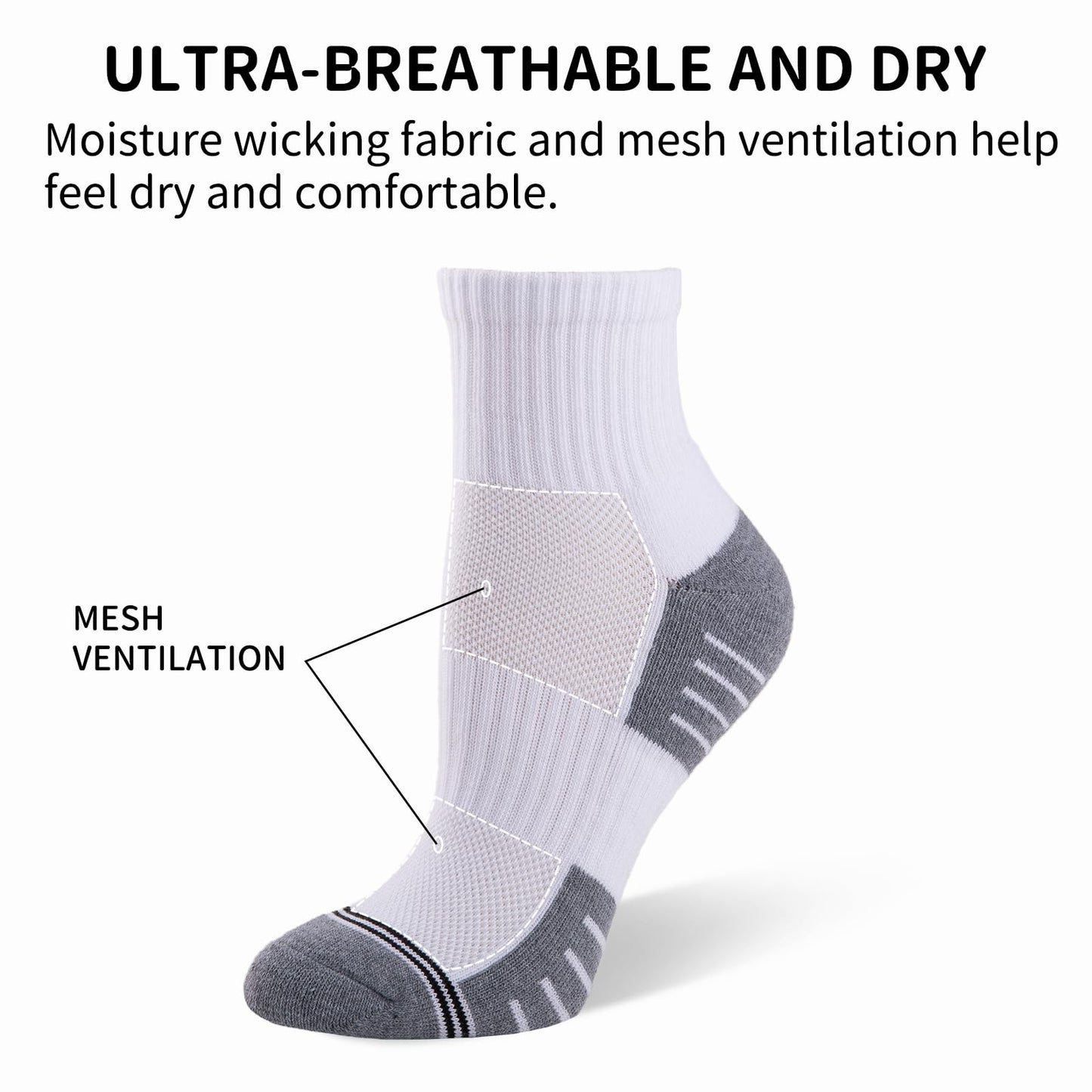 COOVAN Mens Athletic Ankle Socks 8 Pairs Cushioned Quarter Mini Crew Calf Running Half Crew Sock for Men