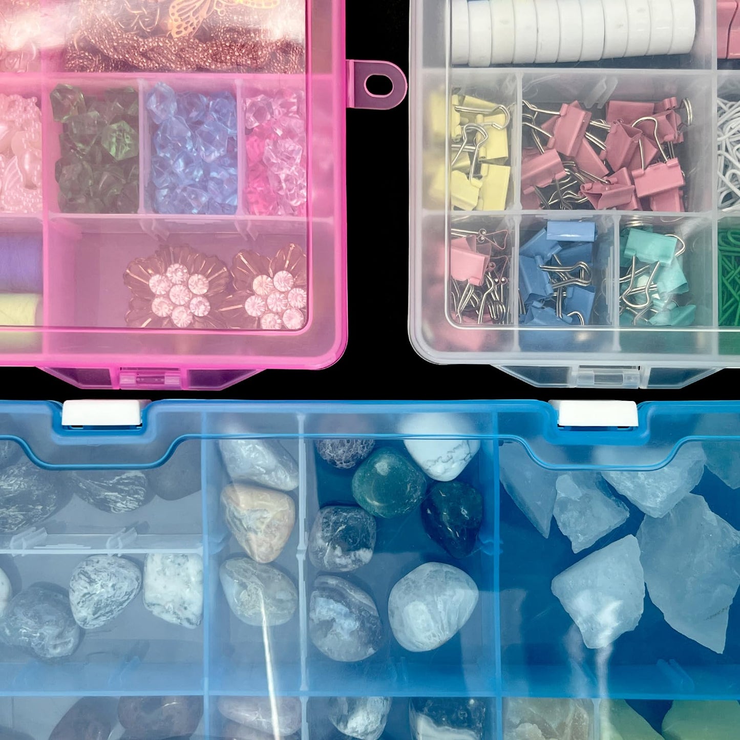 DUOFIRE Plastic Organizer Storage Box, Adjustable Divider 34 Grids, 1 Pack