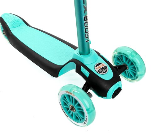 YBIKE GLX Boost Scooter with Adjustable Steering and Handlebar Height for Kids Ages 2-13, Turquoise