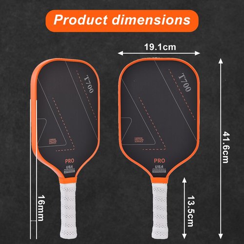 Aurive Carbon Fiber Pickleball Paddles 1-8.0oz Ultra-Light with Teflon Coating for Ultimate Spin & 16mm Silent Core | Indoor/Outdoor Tournament & Practice | Adult Players