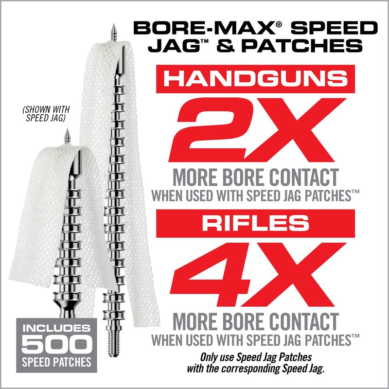 Real Avid Bore Max Speed Jags and Patches Multi Cal Pack – 10 Jags and 500 Patches for Faster Bore Cleaning with Deeper Surface Contact and Long Lasting Nickel Plated Fit for Handgun & Rifle Calibers
