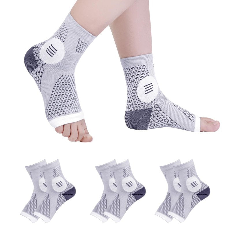 3 Pairs Neuropathy Socks for Women and Men, Nano Soothe Relief Compression Socks Toeless Compression Socks Ankle Compression Sleeve for Arch Support, Plantar Fasciitis Foot Swelling(Gray, M)