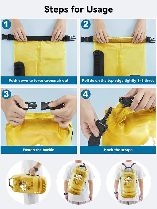 HEETA Waterproof Dry Bag - Lightweight Roll Top Storage for Travel, Swimming & Kayaking | 5L-40L Sizes