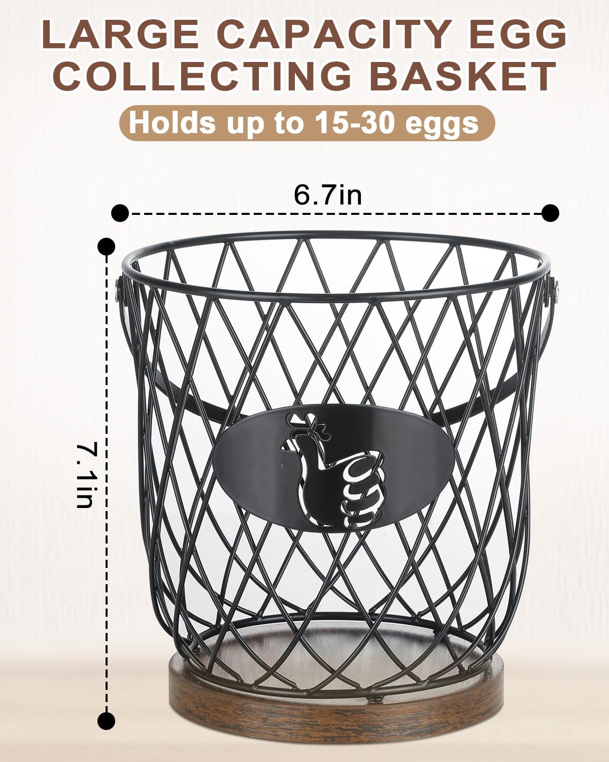 AOOHOOA Round Egg Basket for Gathering Fresh Eggs, Metal