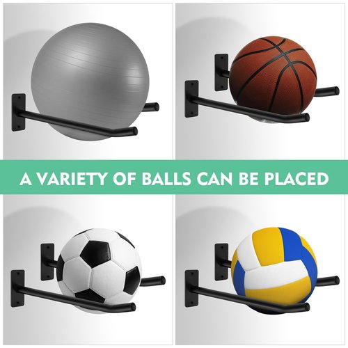 MANNIFEN Medicine Ball Rack,Exercise Ball Holder,Wall Rack for Gym Garage Storage Yoga Ball,Suitable for Yoga Ball/Stability Ball/Barre Ball/Yoga Block/Volleyball/Basketball (1 Black)