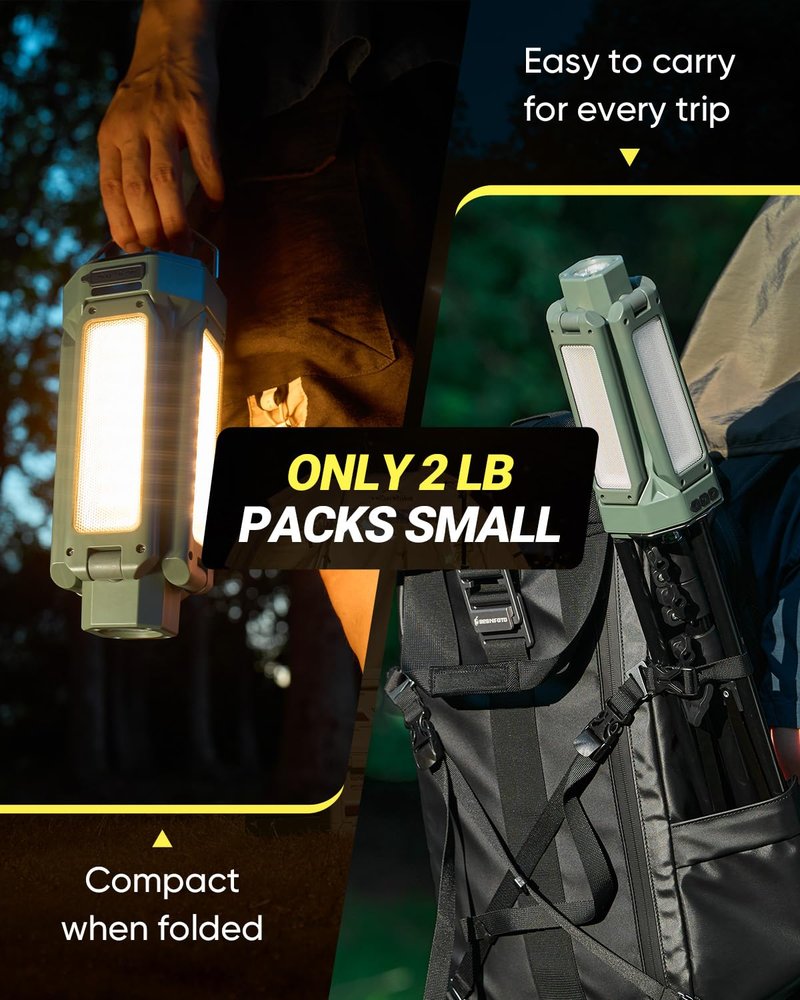 SakerNeo Portable Camping Light with Stand 67'' Rechargeable Work Light - 6500Lumen, 20000mAh Battery, 2700K-6000K Dimmable Camping Lattern with Magnetic Base for Camping, Garage, Emergency