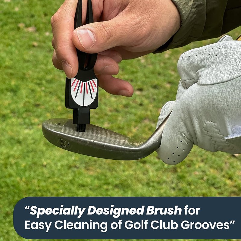 PUR3 Golf Divot Repair Tool and Ball Marker with Putting Aim and Built in Club Cleaning Brush (Metallic Gray) Strong Magnetic Prong | Ball Line Marker | Putting Aid | 4 in 1 Golf Divot Tool
