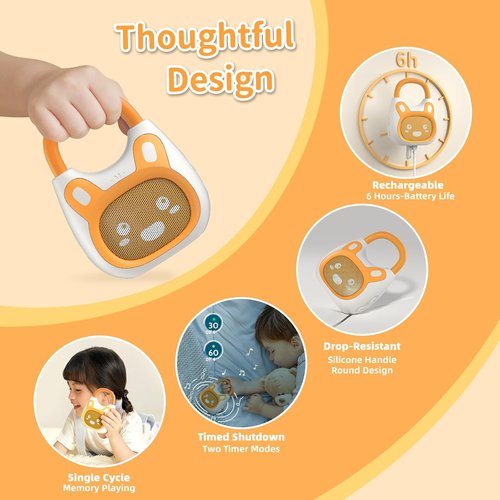 Alilo Pocket Bunny Portable Kids Music Player - High Fidelity Bluetooth Speaker with 120+ Preloaded Stories & Lullabies