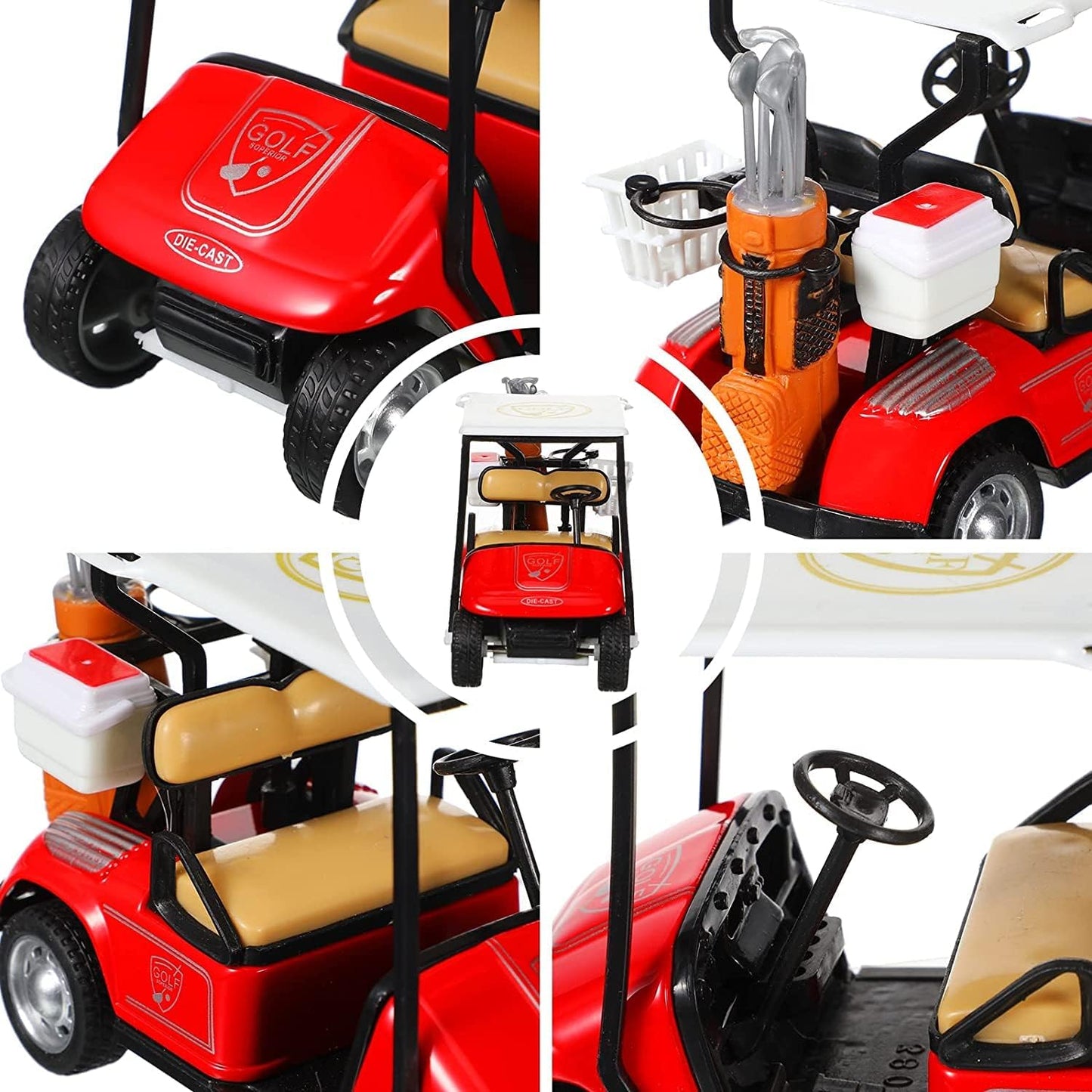 Skiennix Mini Golf Cart Replicas - 4" Diecast Alloy Metal Pullback Action | 1:32 Scale Model for Table Decor