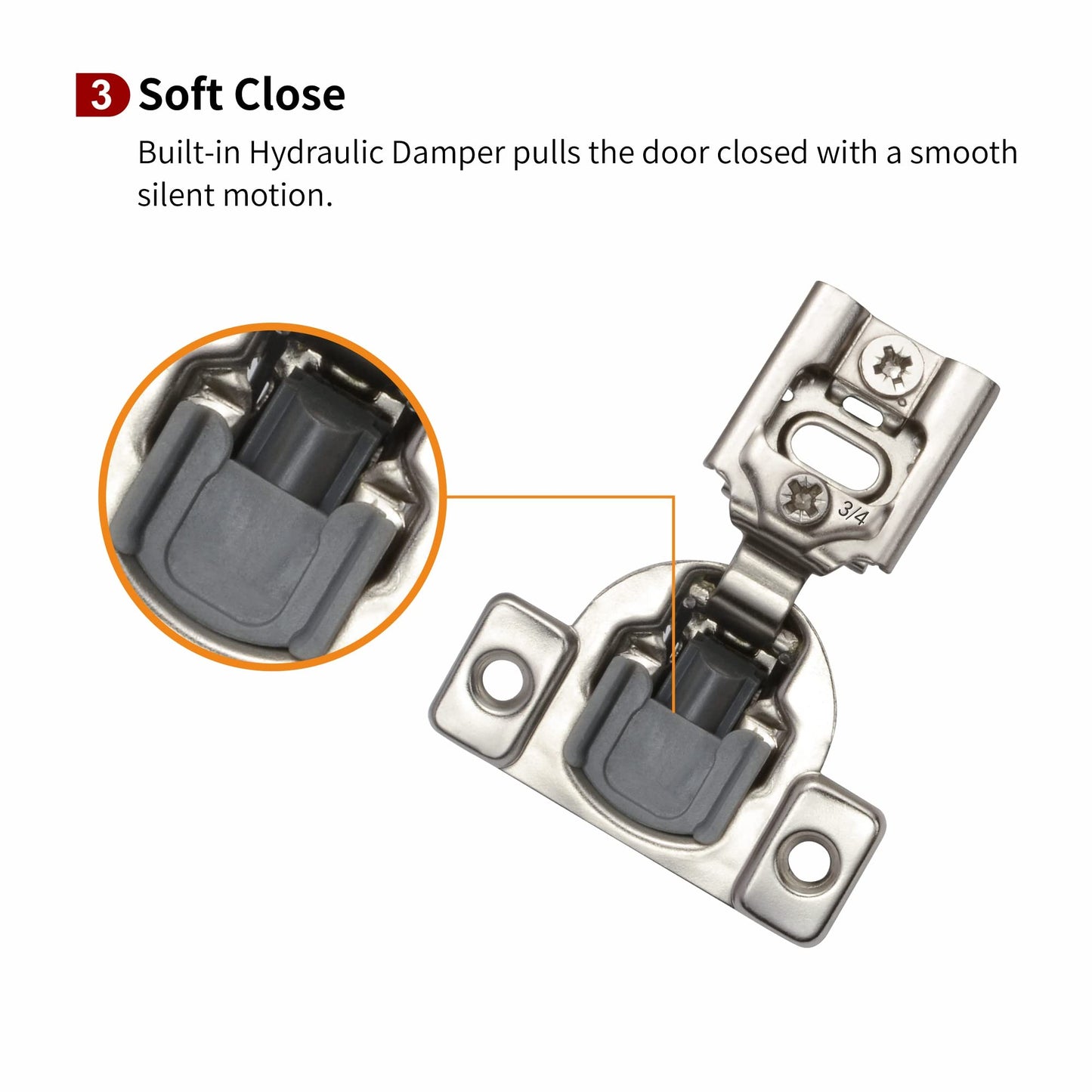STIANC 50 Pack 3/4" Overlay 2D Soft Close Hinges for Face Frame Kitchen Cabinet, 3 Way Adjustability, Quiet Self-Shut Door,105 Degree