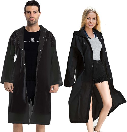 COOY Rain Coats - Reusable EVA Rain Ponchos for Adults | 2 Pack Rain Jackets for Men & Women