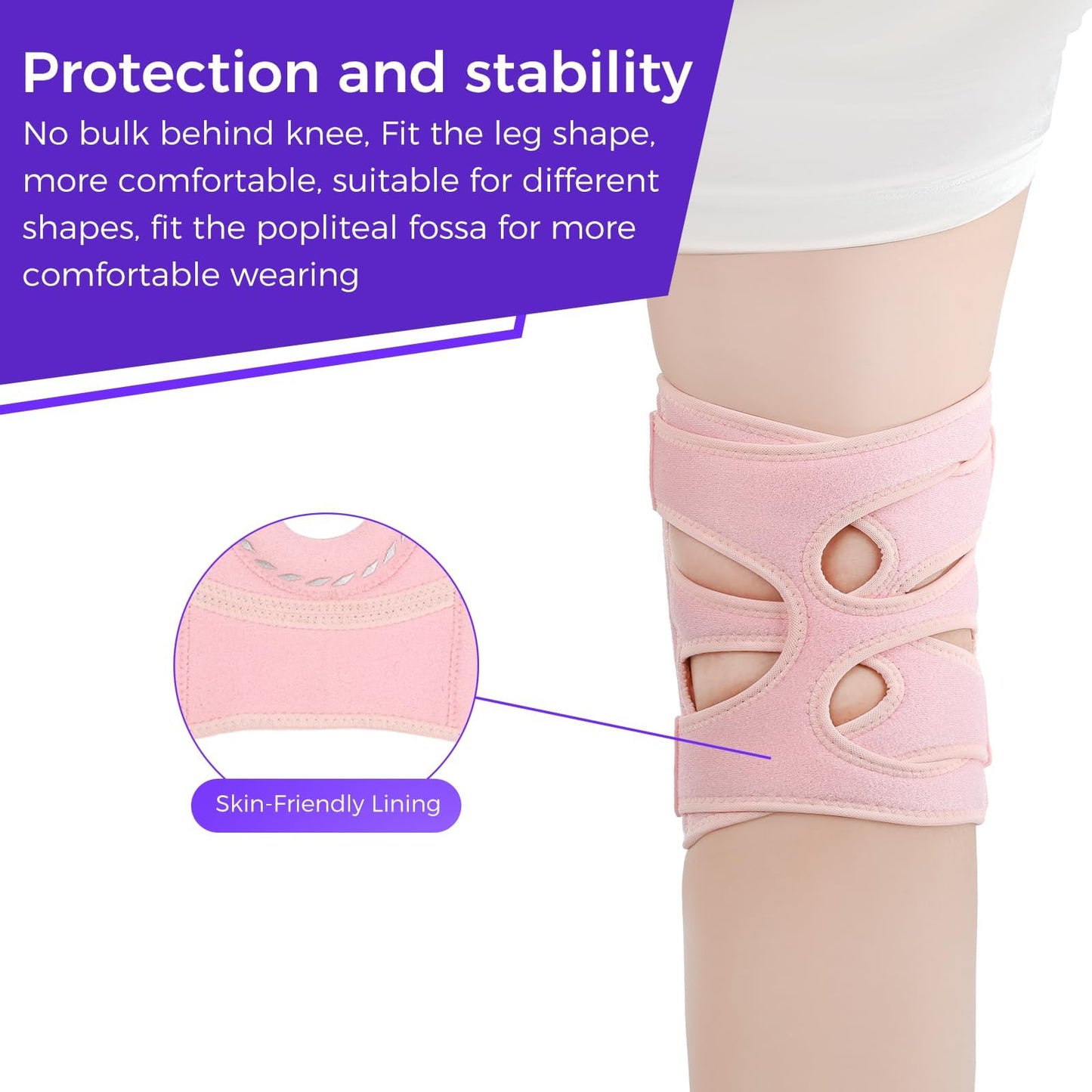 INDEEMAX Knee Brace for Women & Men, Adjustable Knee Support with Side Stabilizers & Patella Gel Pads for Knee Pain, Meniscus Tear, ACL, MCL, Arthritis, Injury Recovery, Running, Workout, Pink