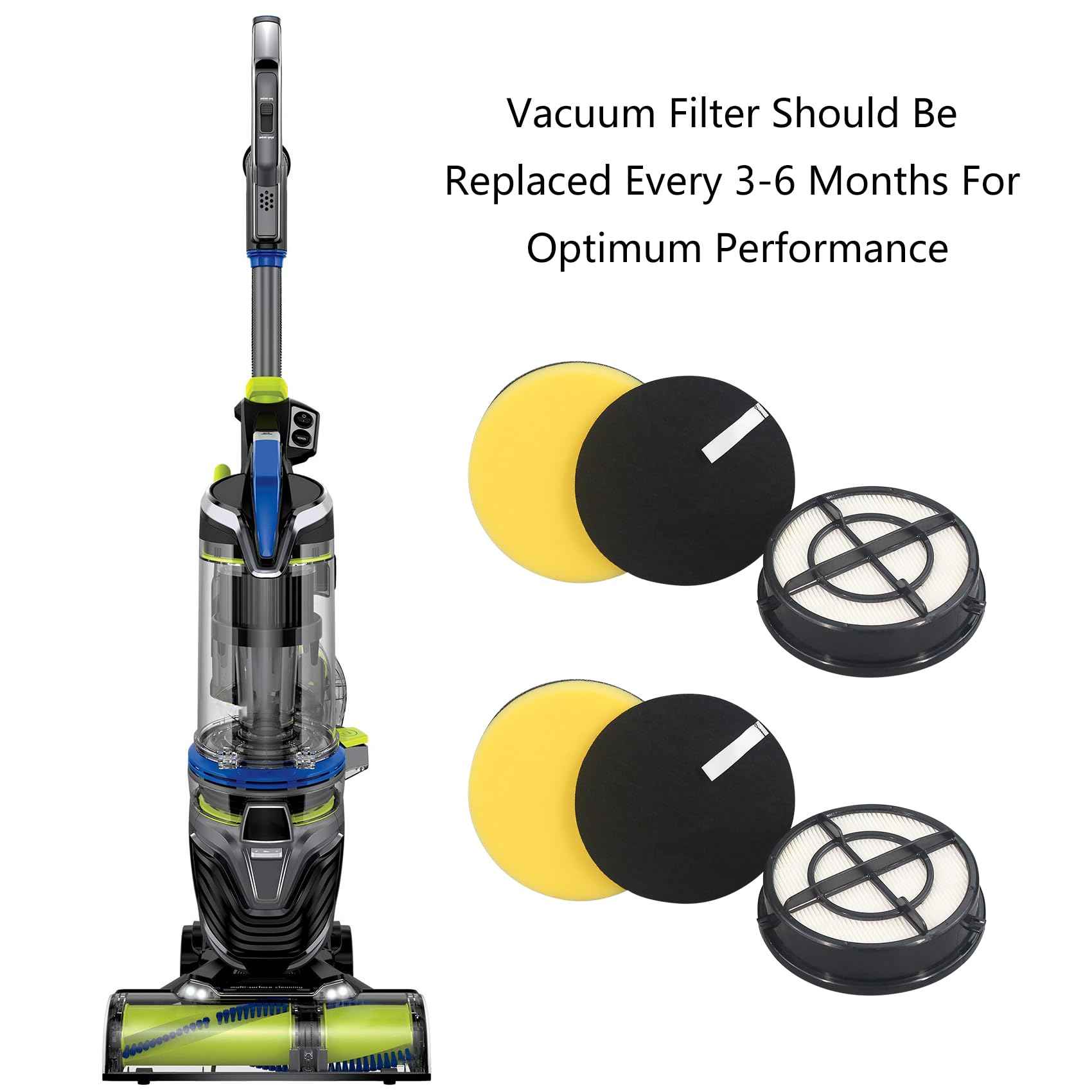 Ymimi Replacement Filter Compatible with Bissell Pet Hair Eraser Turbo Rewind Vacuum,Fits Models 24613 27909 2790 2790W 2475 24619 (2 Hepa and 4 Foam)