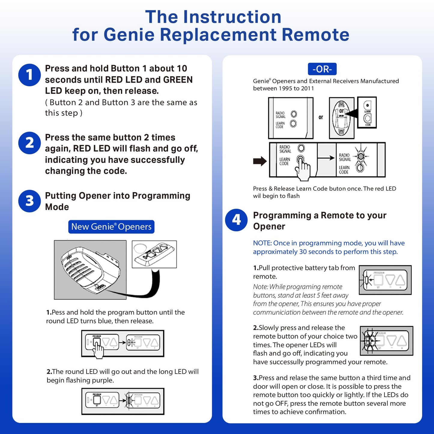 O3T-BX O3T-A 315/390MHZ Dual Frequency Auto-Seek Overhead Door Garage Opener Remote, for Overhead Door CodeDodger/Genie Intellicode, 3 Buttons Remote Replace for Overhead Door Remote (2 Pack)