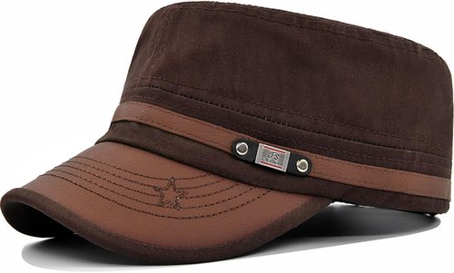 YeeHeen Cadet Army Cap for Men Women Twill Military Corps Hat Flat Top Cap Brown