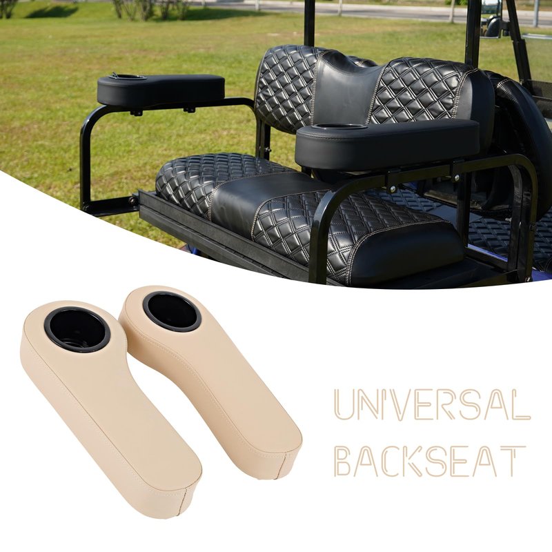 SAMXOMAP Flip Armrest with Cup Holder for Golf Cart Aftermarket Rear Seat Kit 1'' and 0.78'' Square Tube, No Need Drilling Arm Rest for EZGO Club Car Yamaha